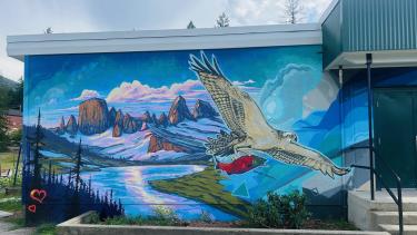 mountain range and osprey mural 
