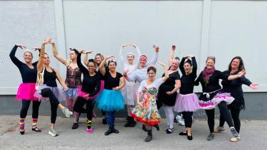 staff dressed as ballerinas